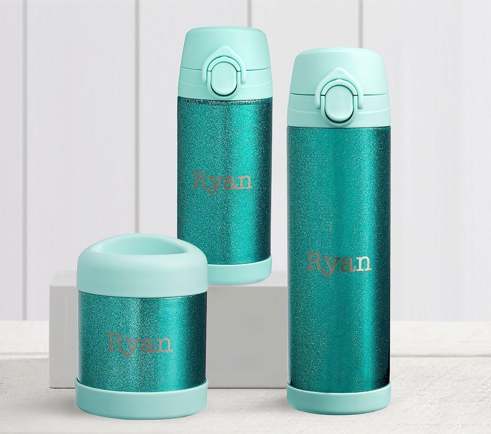Mackenzie Aqua Sparkle Glitter Hot & Cold Container